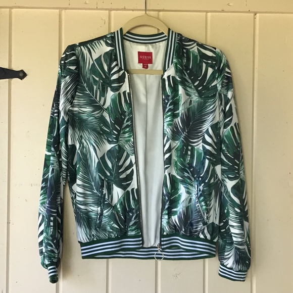 Guess bomber JACKET monstera SATIN blazer XS - Picture 1 of 5